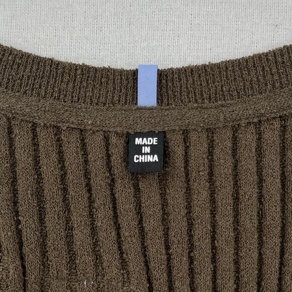 ALEXANDER MCQUEEN Genesis Ribbed Cotton Blend Midi Dress Womens Olive Green Knit - Picture 10 of 15